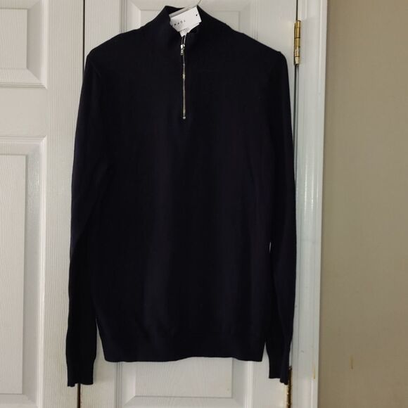 Topman Navy pull over zipper turtleneck sweater Sz M - Picture 1 of 6